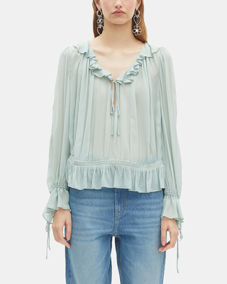 Blue blouse with ruffles