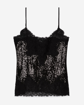 Black sequin and lace camisole