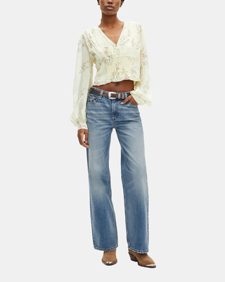 Yellow floral print top