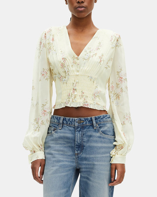 Yellow floral print top