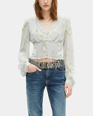 Blue floral print top