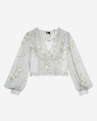 Blue floral print top