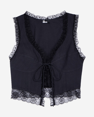 Black lace-up top