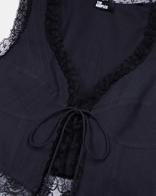 Black lace-up top