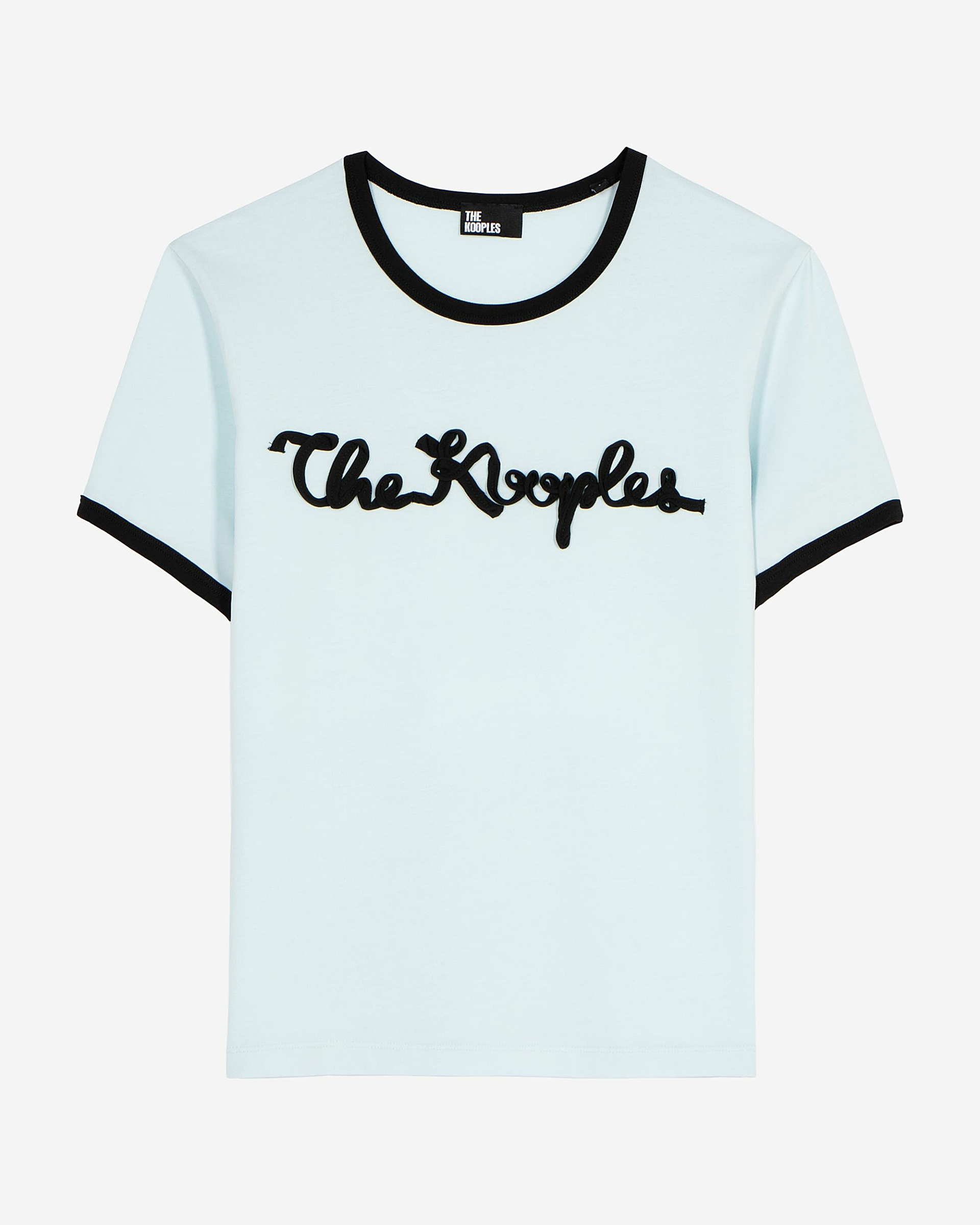 Light blue ribbon embroidery T-shirt