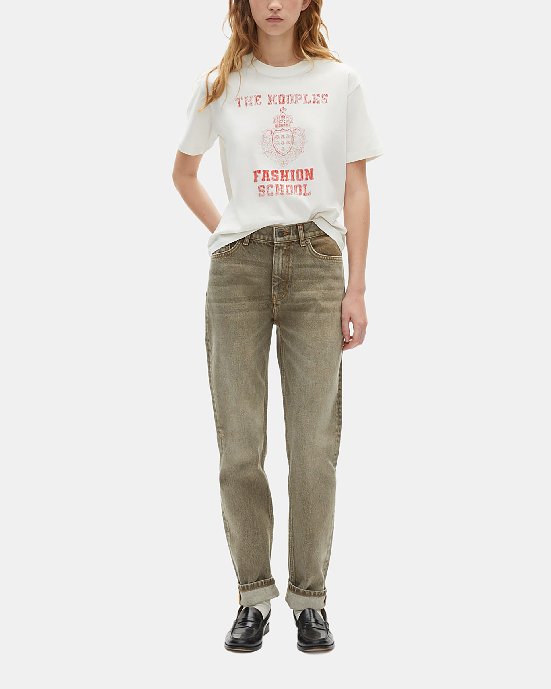T-shirt with ecru screen print