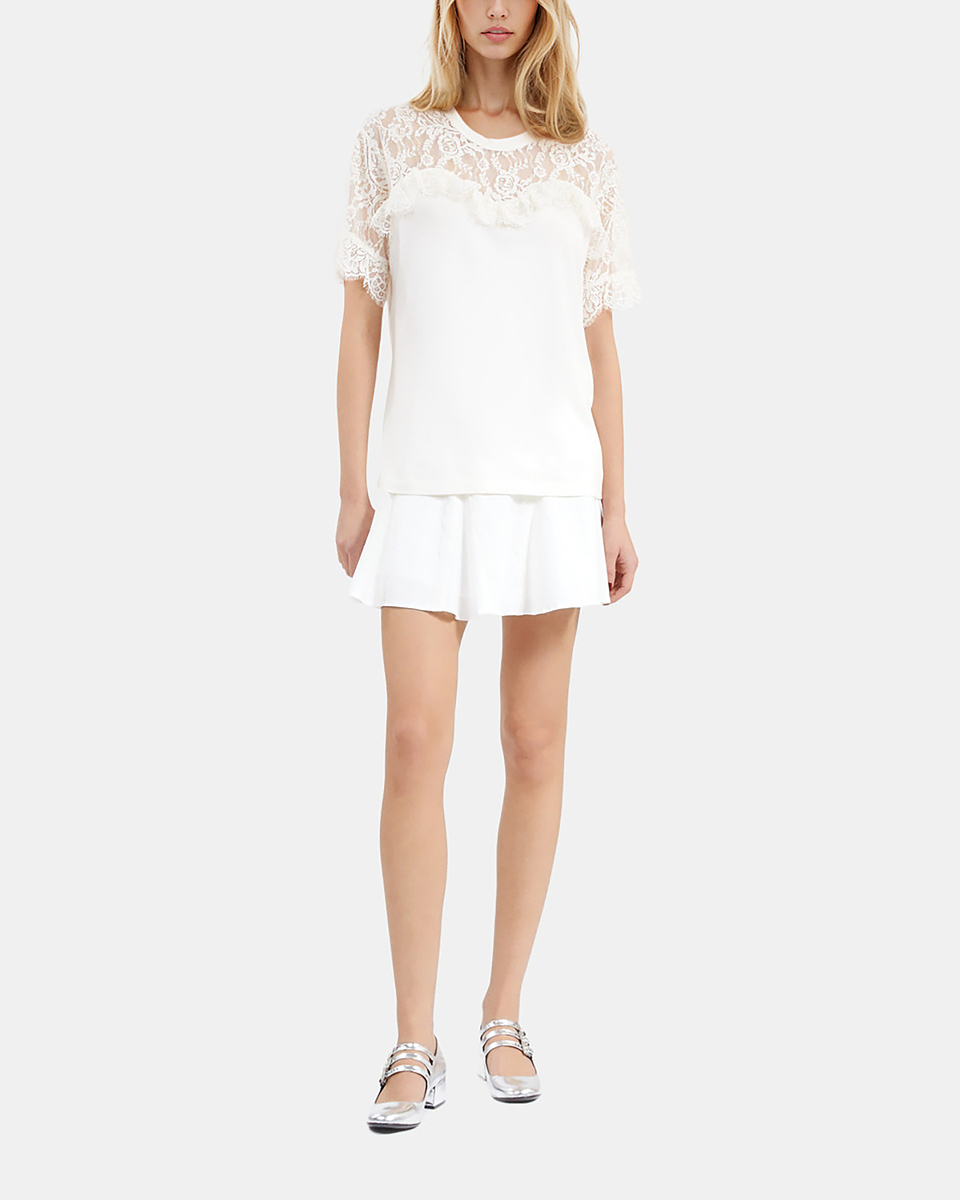 T-shirt with black ecru lace