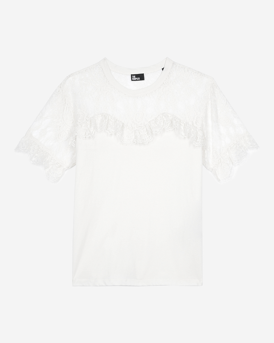 T-shirt with black ecru lace