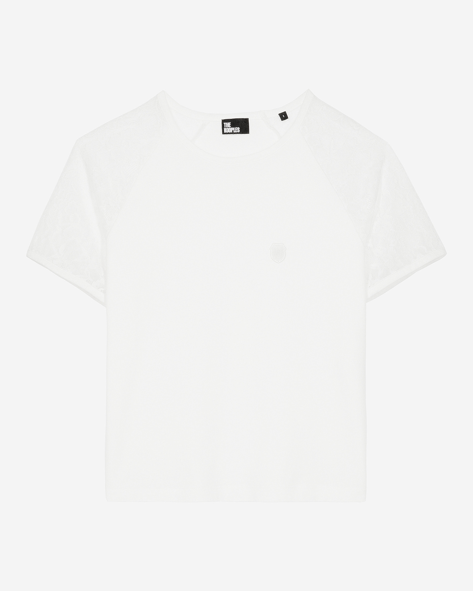 White lace sleeve t-shirt