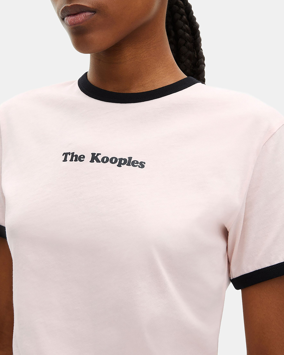 T-shirt with pale pink screen print