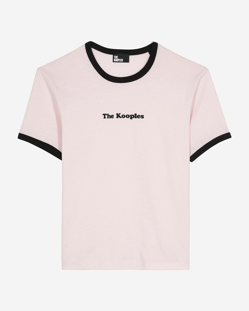 T-shirt with pale pink screen print