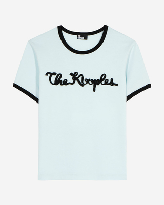 Light blue ribbon embroidery T-shirt