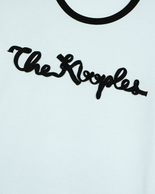 Light blue ribbon embroidery T-shirt