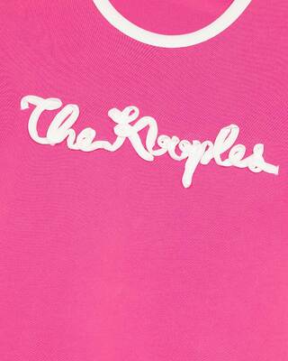 Fuchsia ribbon embroidery T-shirt
