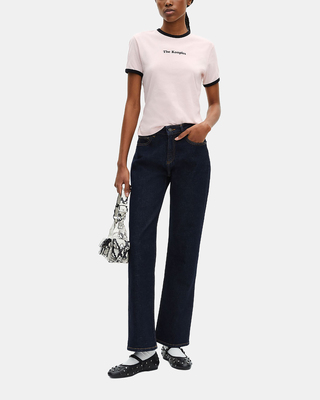 T-shirt with pale pink screen print