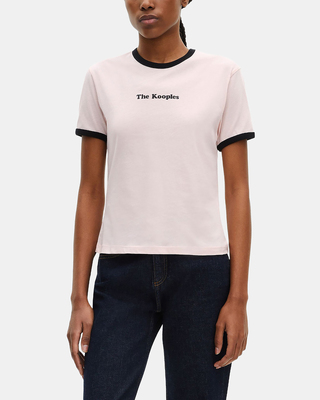 T-shirt with pale pink screen print
