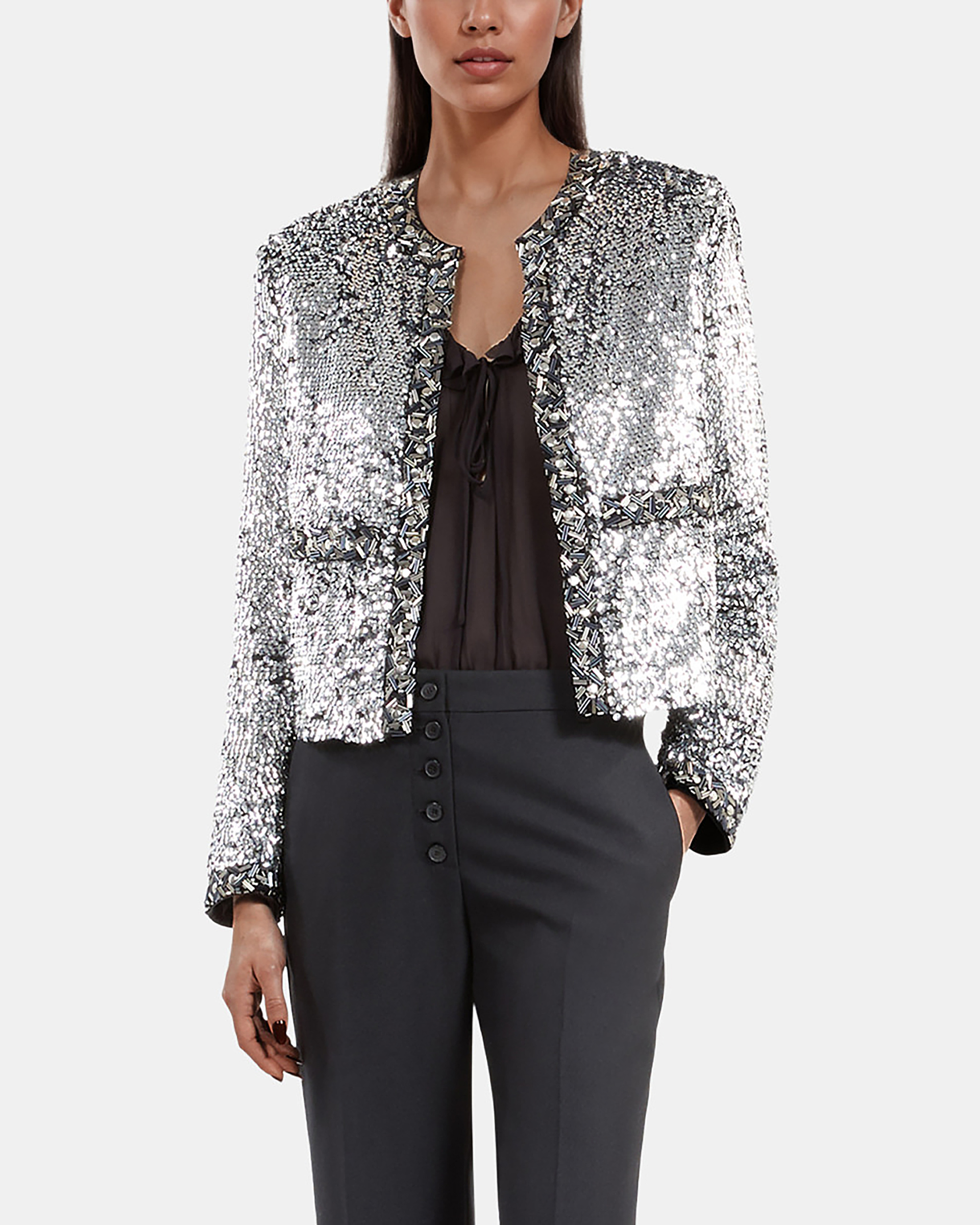 Sequin and silver pearl jacket