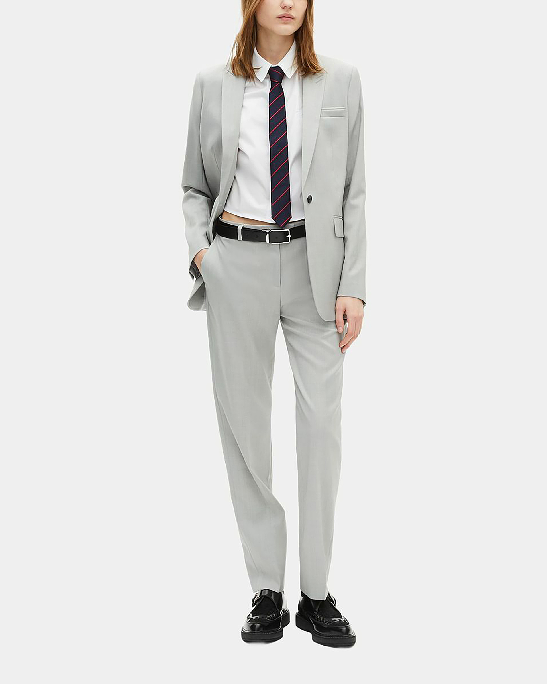 Grey single-breasted suit jacket
