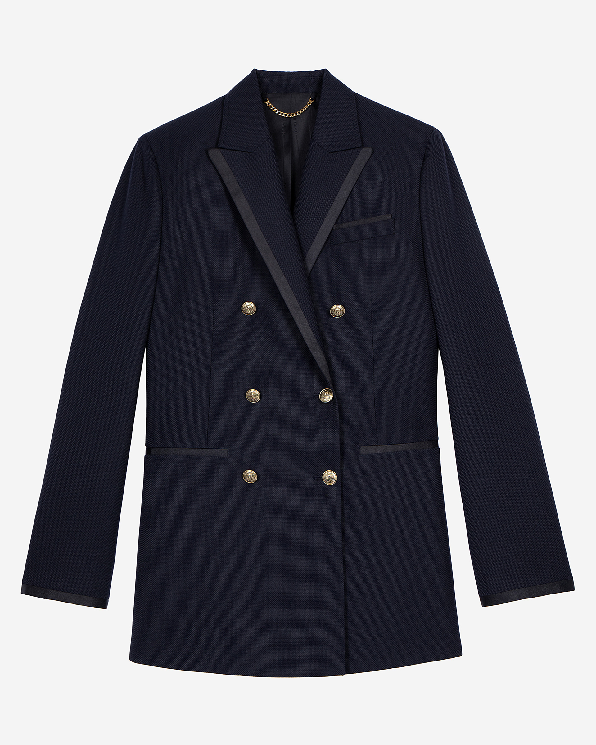 Navy blue wool-blend suit jacket