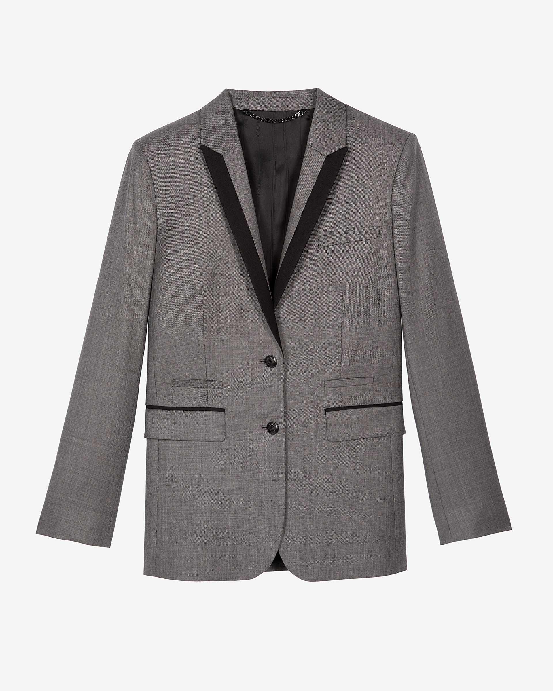 Grey straight suit jacket