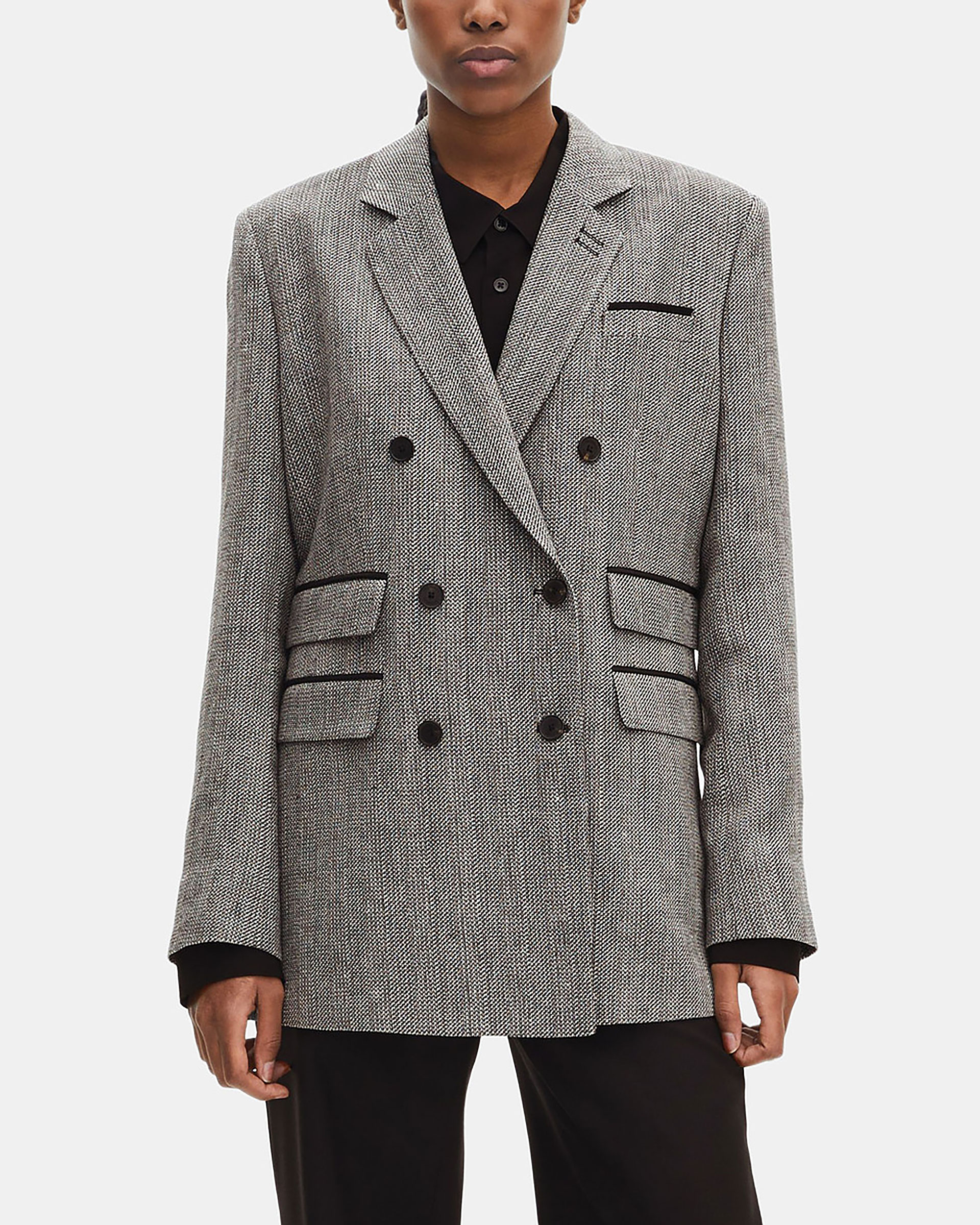 Grey wool and linen tailored jacket