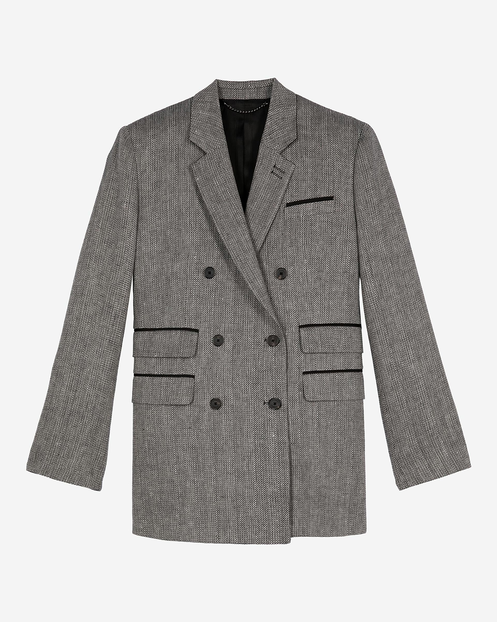 Grey wool and linen tailored jacket