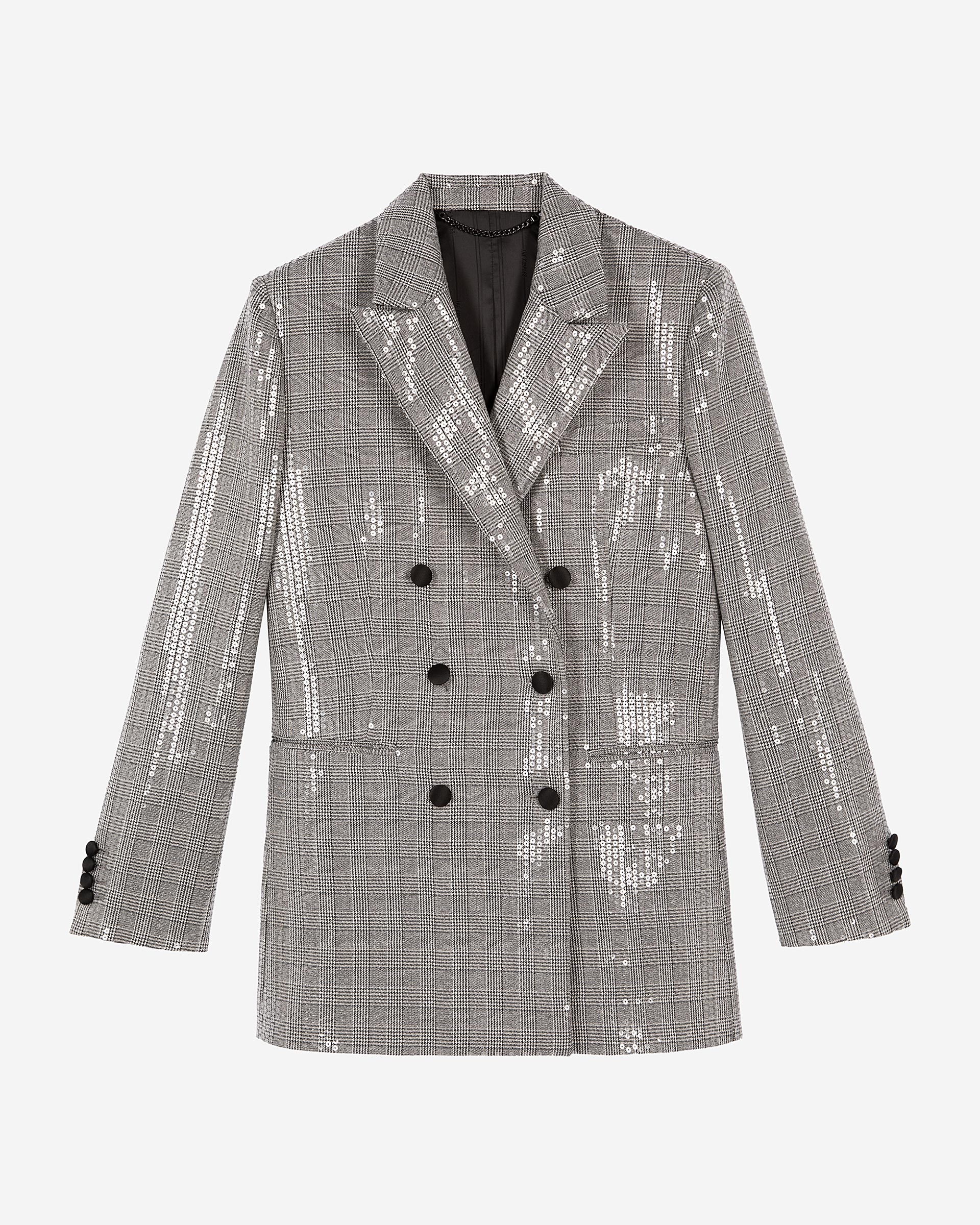 Prince of Wales sequin jacket, grey
