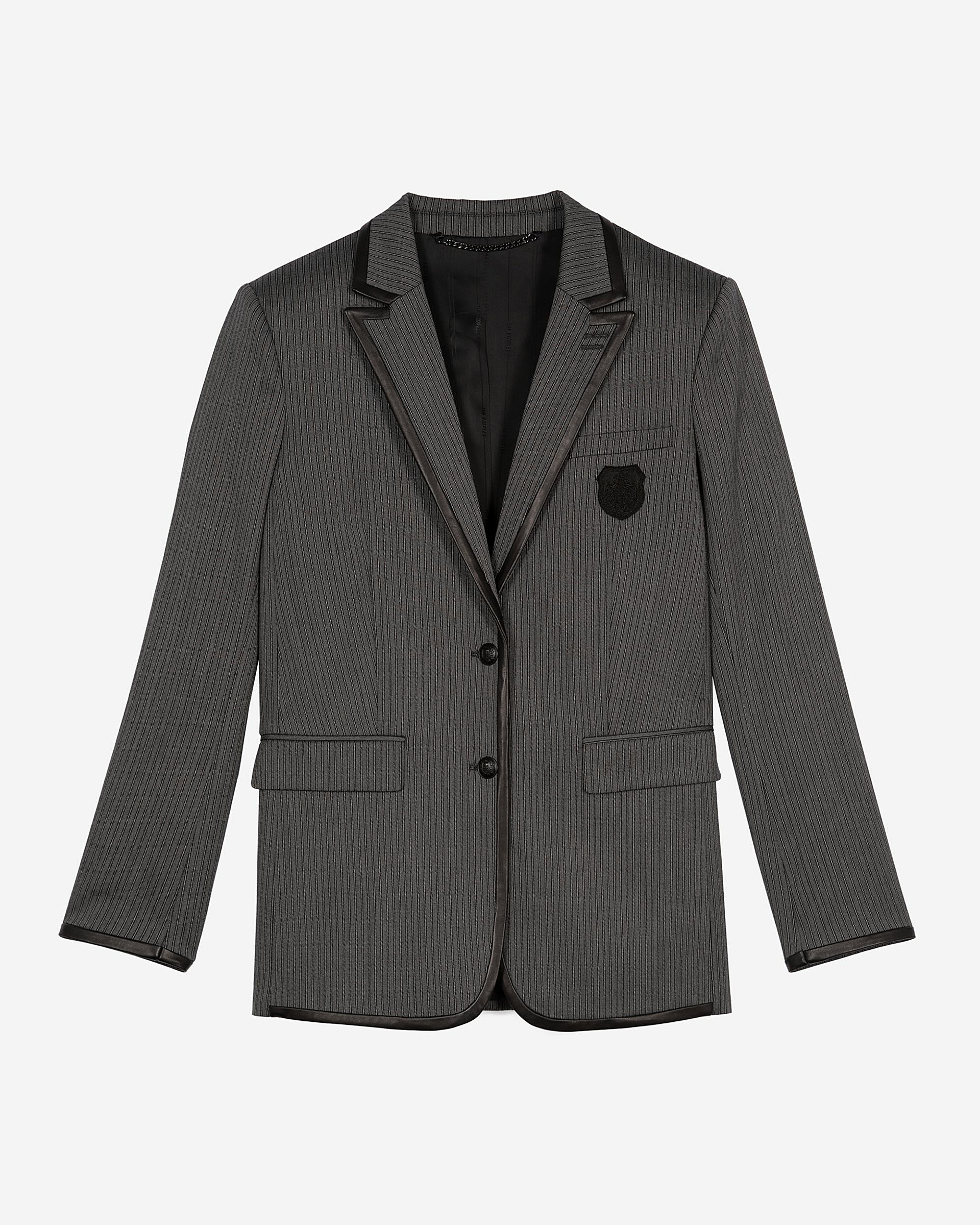Grey wool-blend striped jacket
