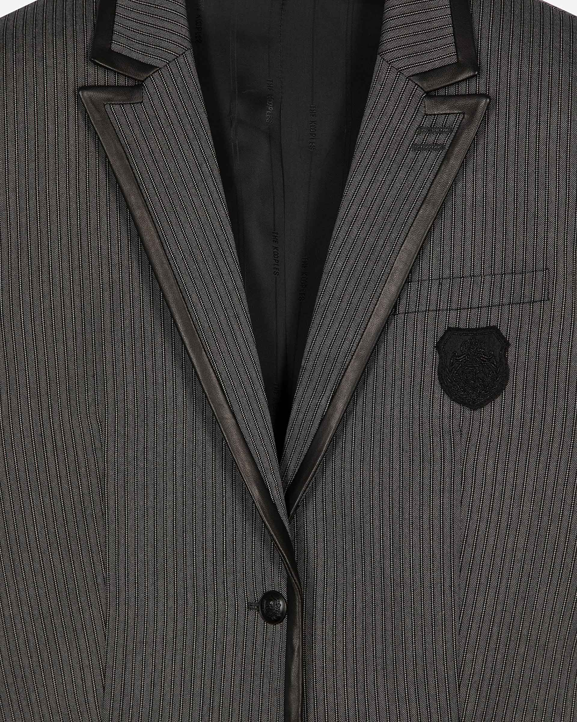 Grey wool-blend striped jacket