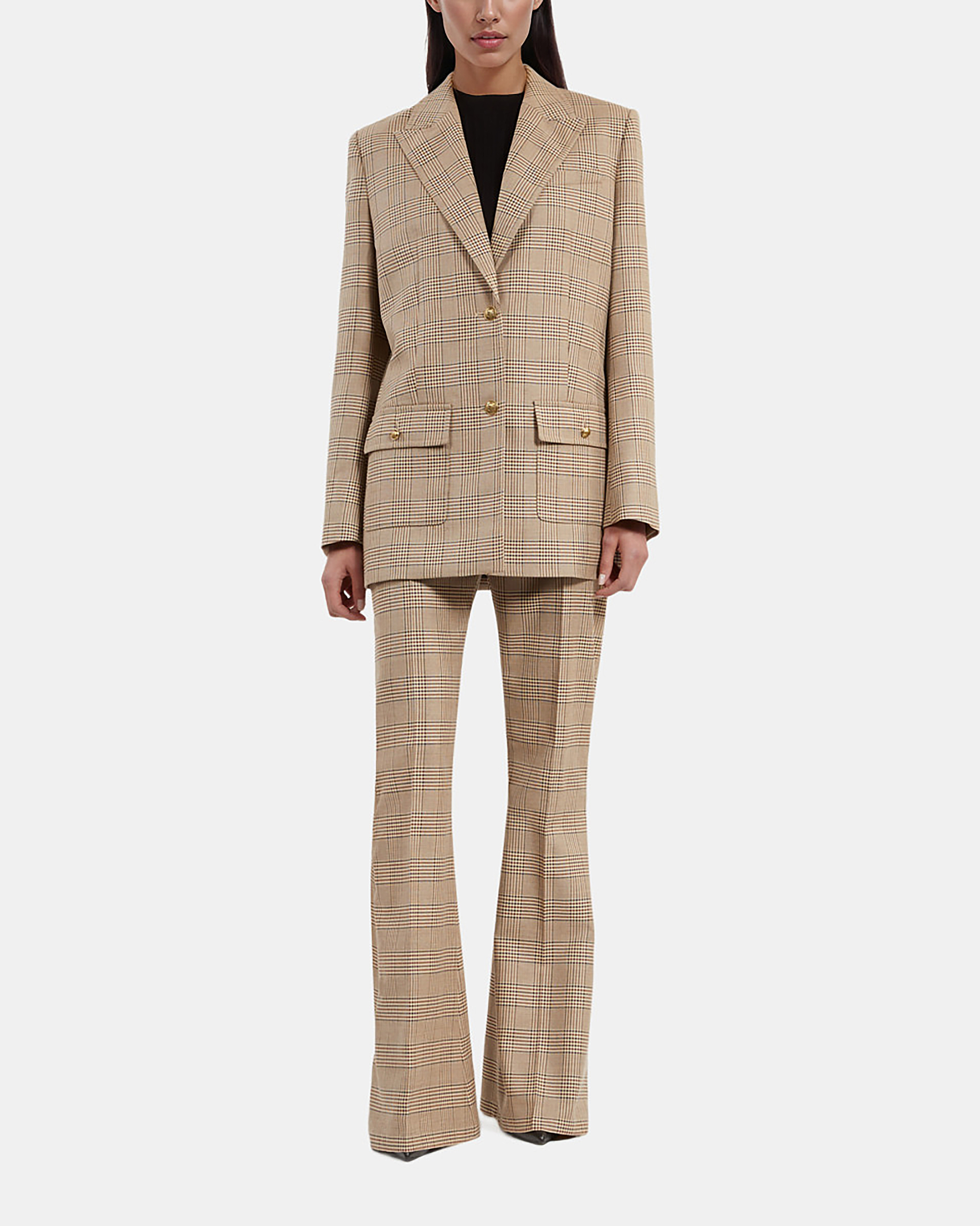 Prince of Wales beige wool suit jacket