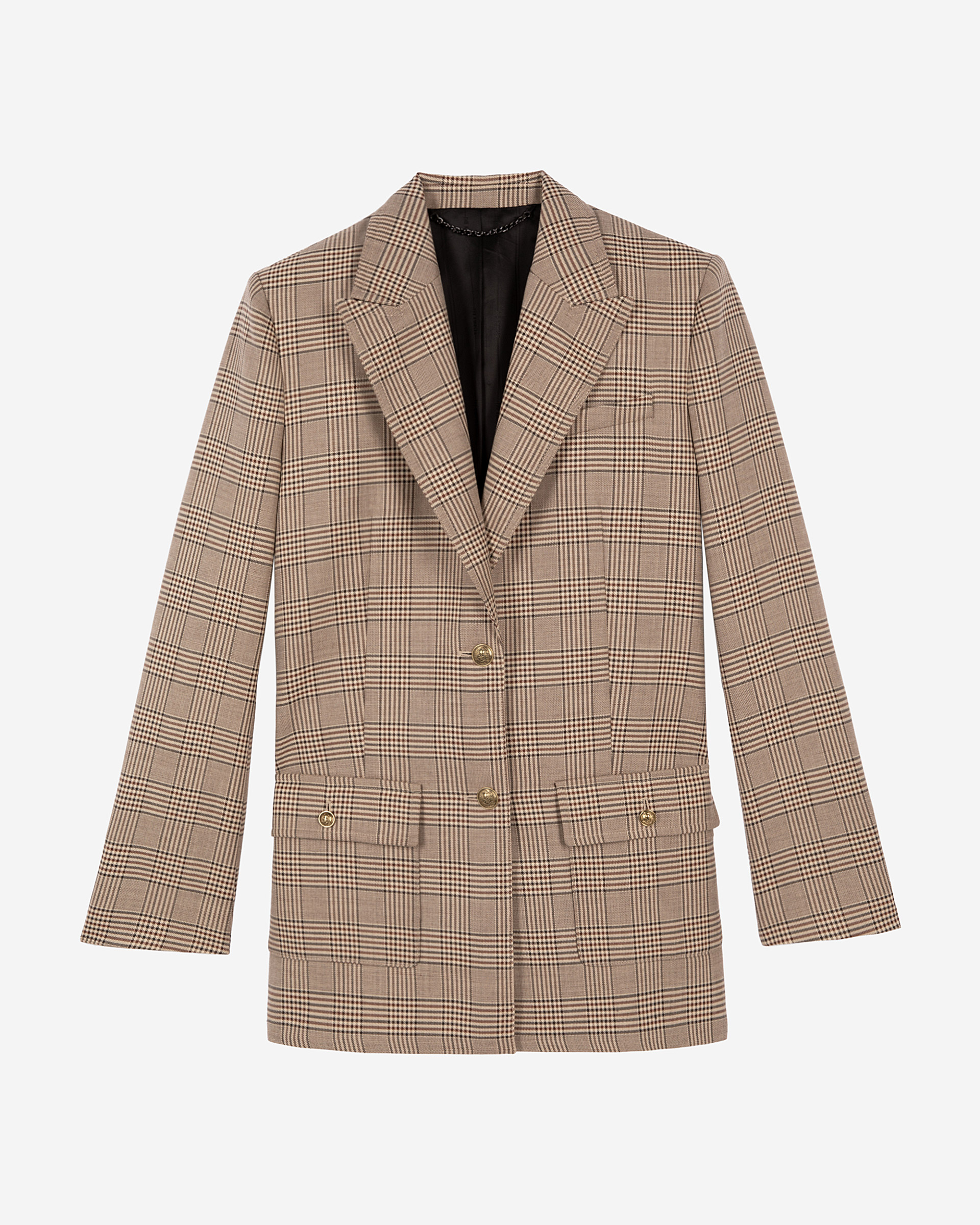 Prince of Wales beige wool suit jacket