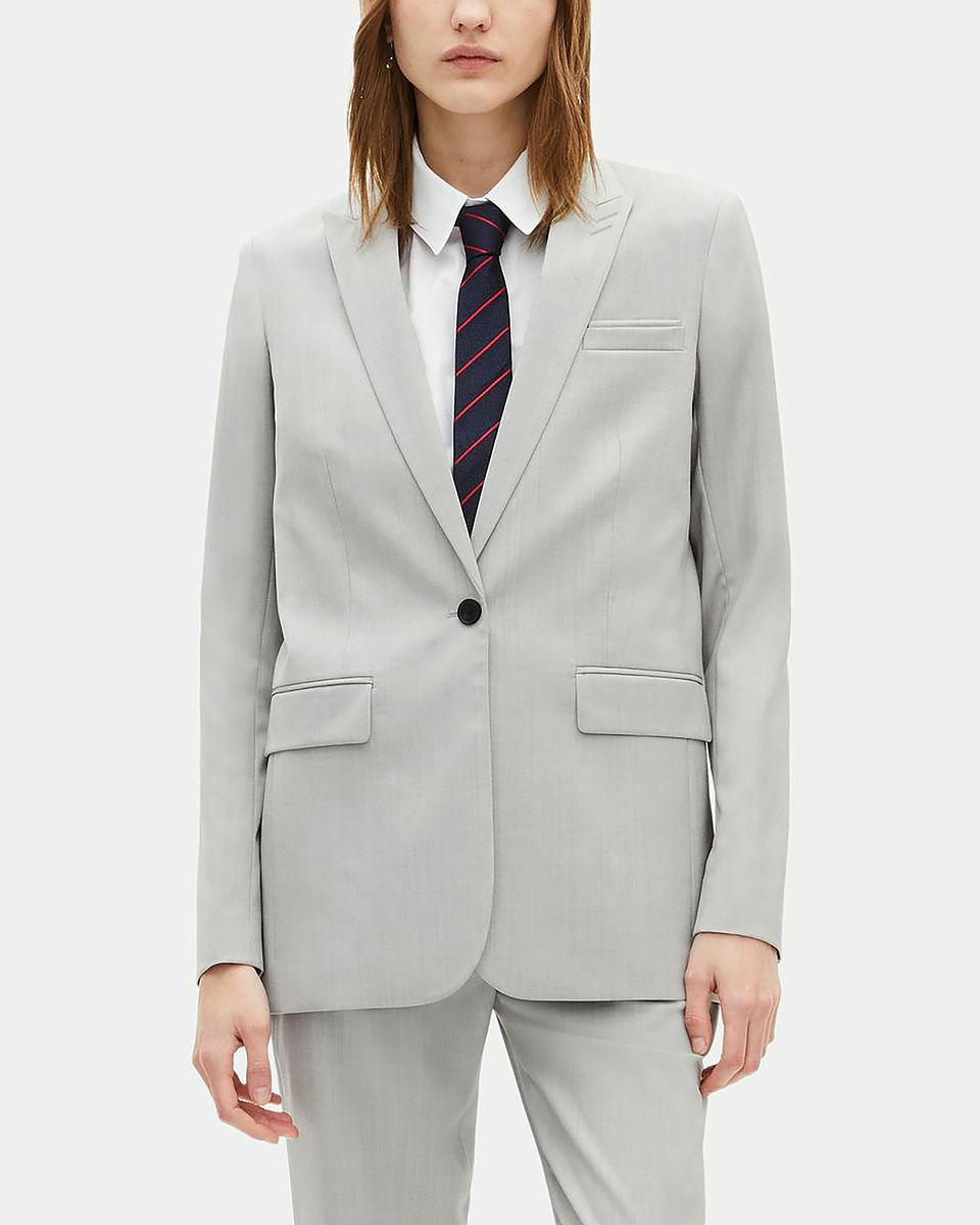 Grey single-breasted suit jacket