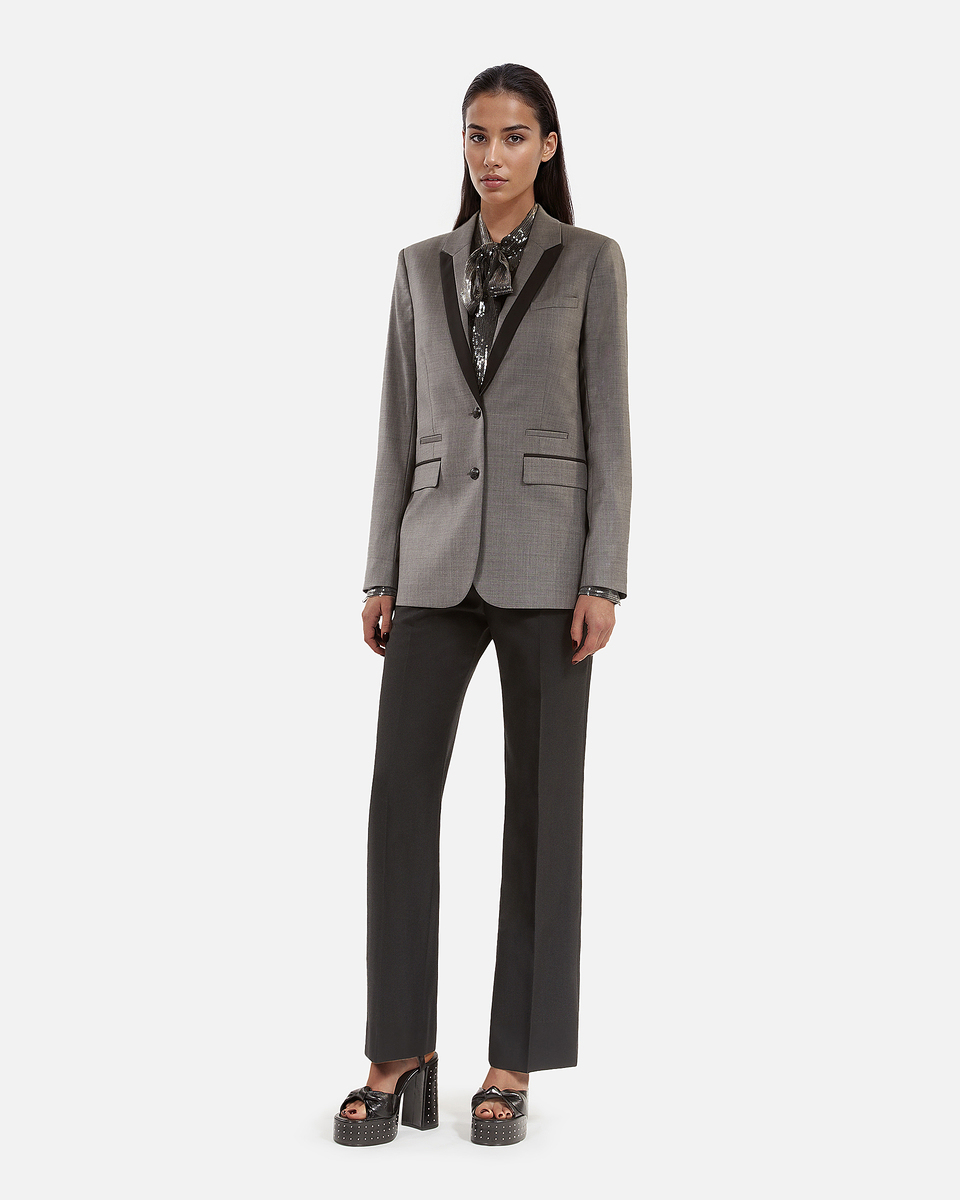 Grey straight suit jacket