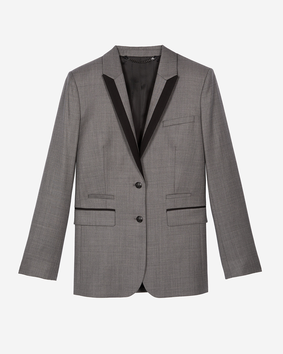 Grey straight suit jacket