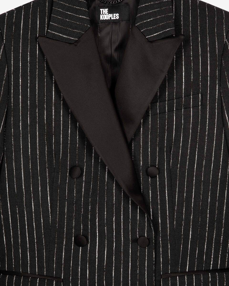 Black pinstripe suit jacket