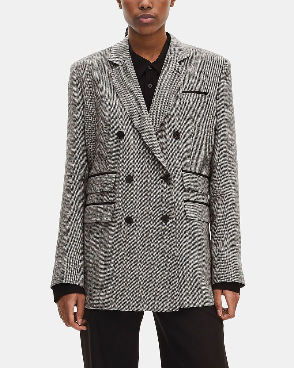 Grey wool and linen tailored jacket