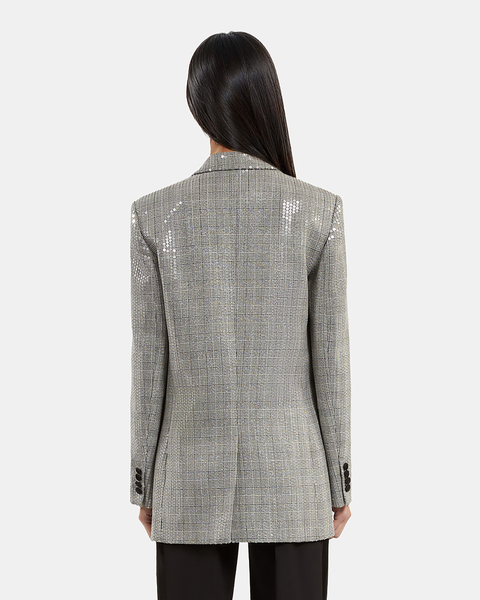Prince of Wales sequin jacket, grey