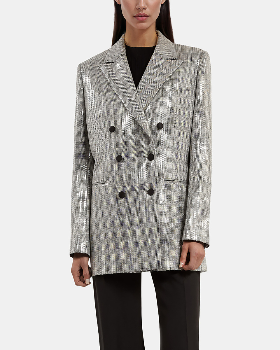 Prince of Wales sequin jacket, grey