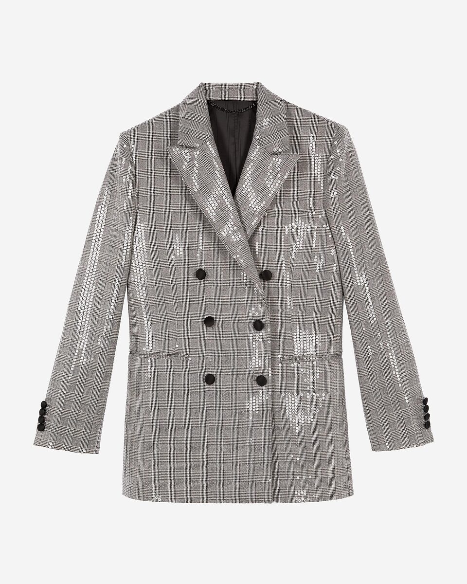 Prince of Wales sequin jacket, grey