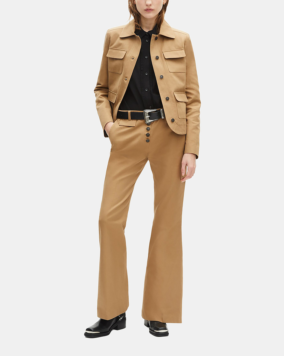 Short jacket in beige cotton and linen