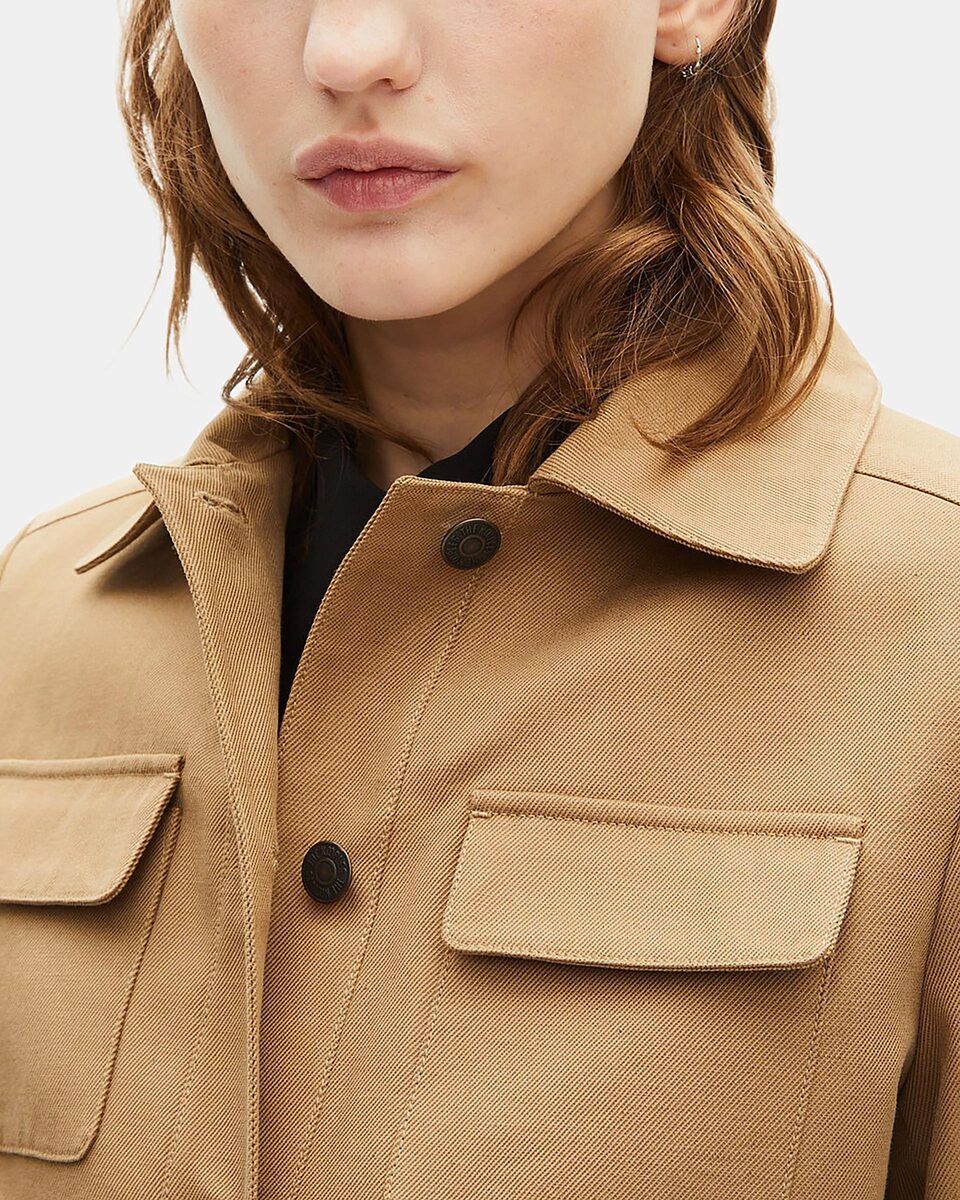 Short jacket in beige cotton and linen