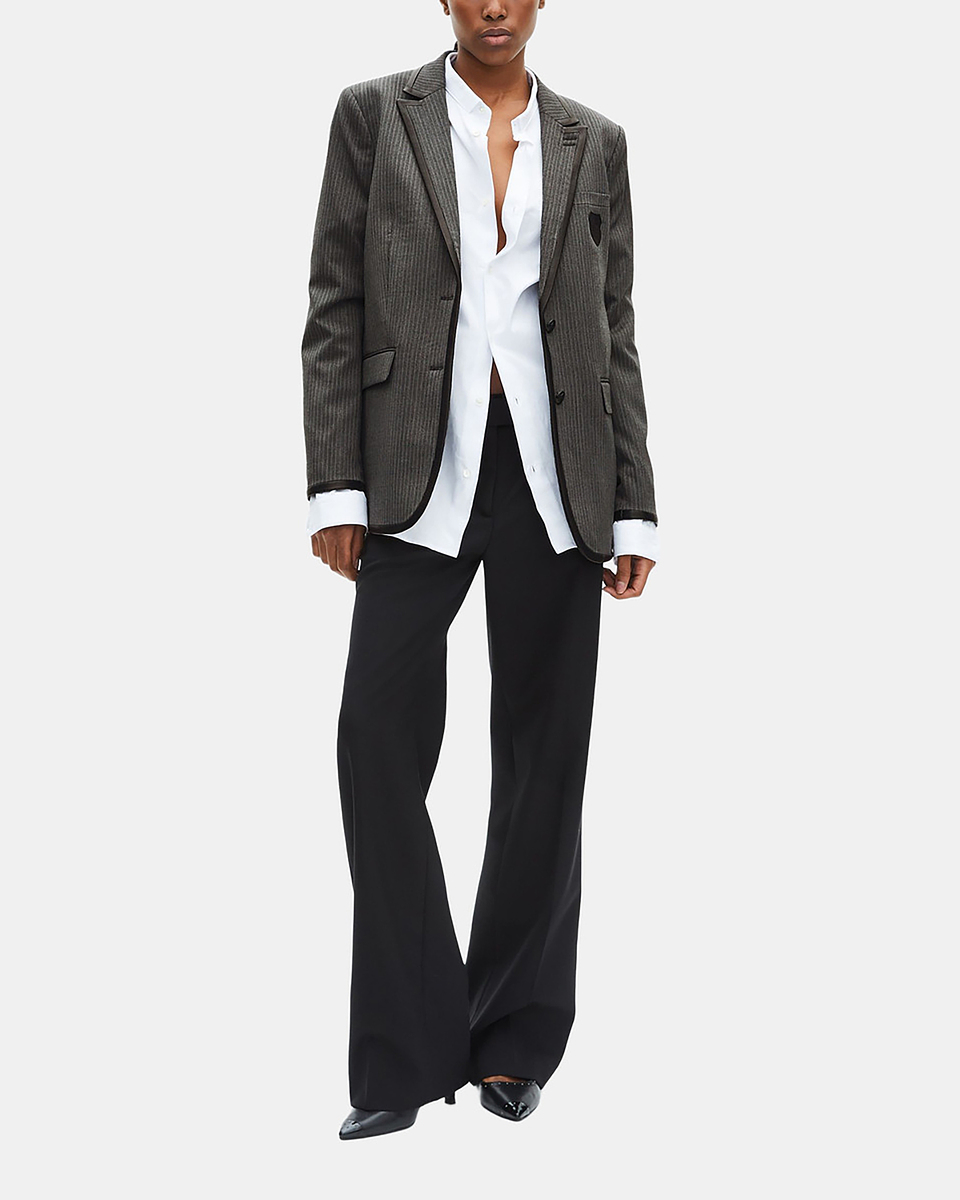 Grey wool-blend striped jacket