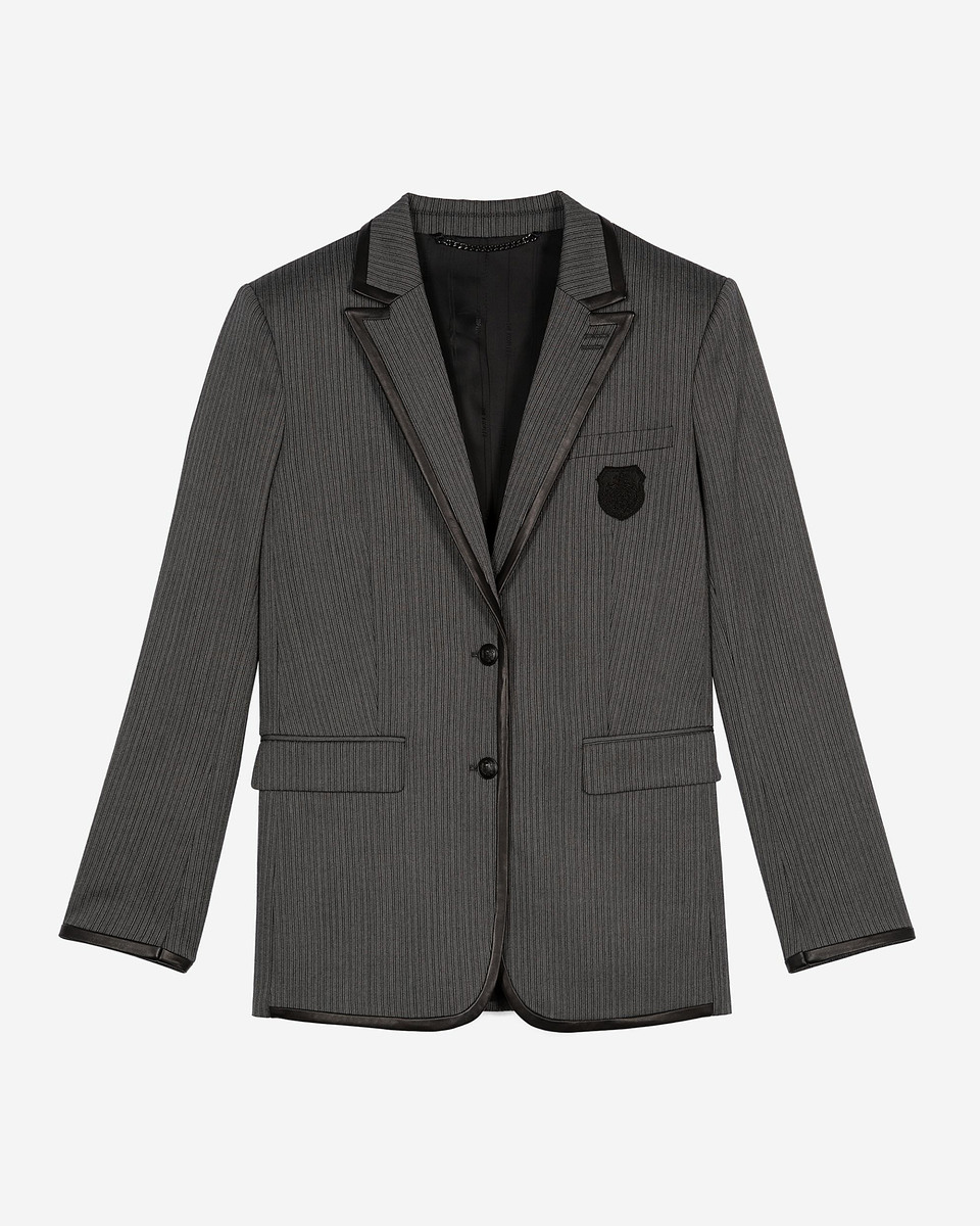 Grey wool-blend striped jacket