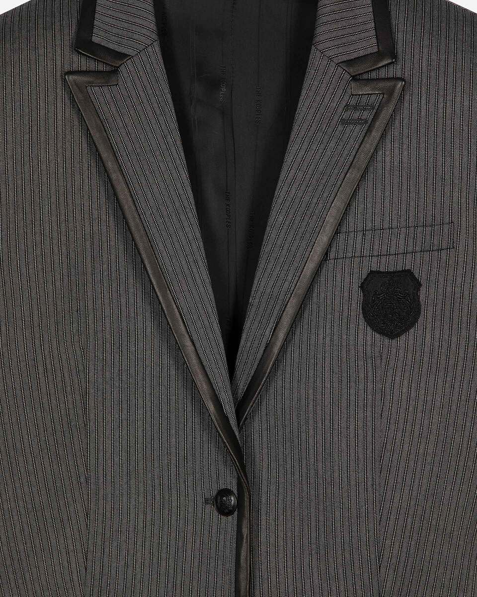 Grey wool-blend striped jacket