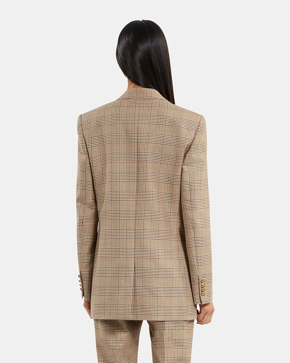 Prince of Wales beige wool suit jacket
