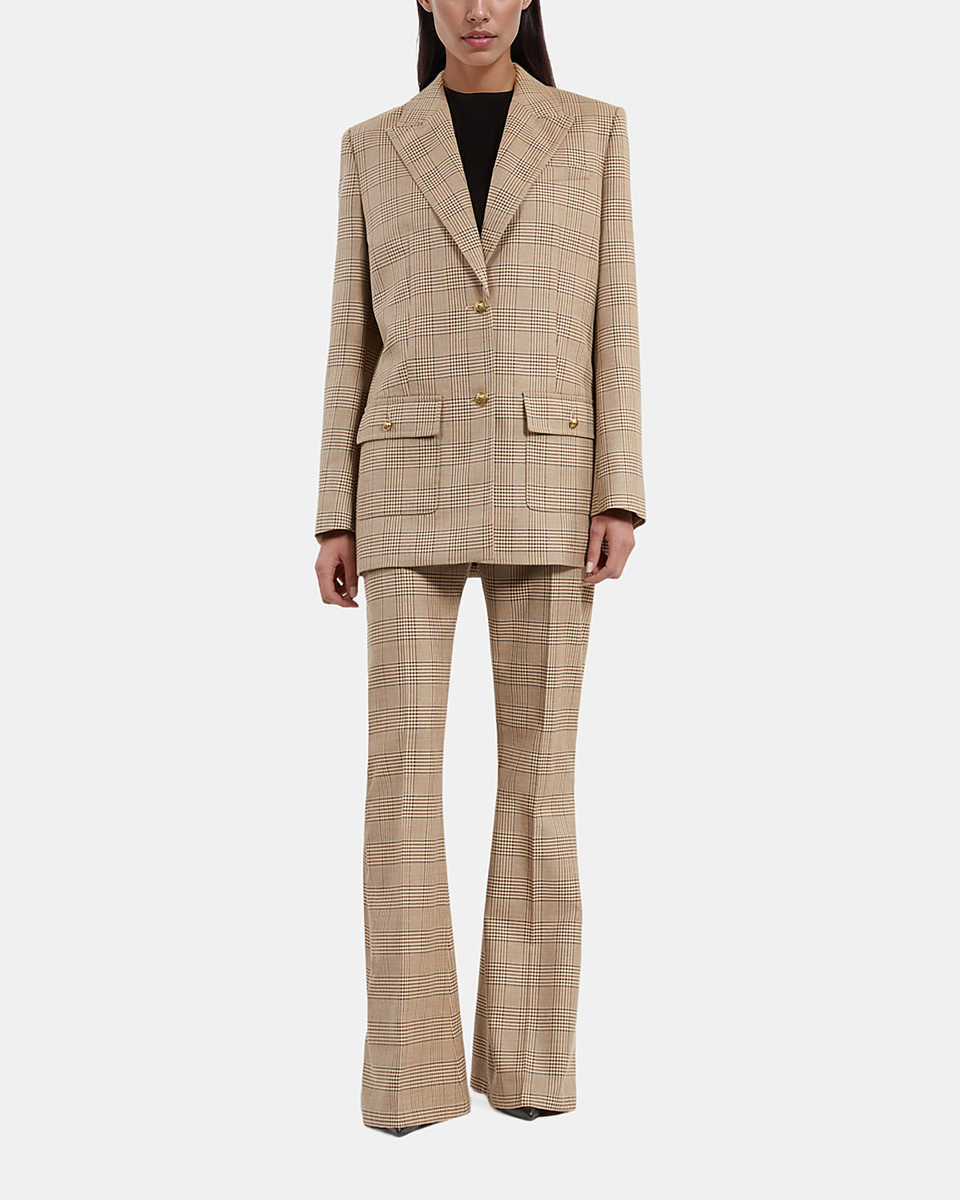 Prince of Wales beige wool suit jacket