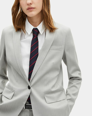 Grey single-breasted suit jacket