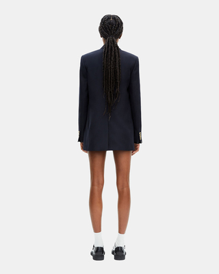 Navy blue wool-blend suit jacket
