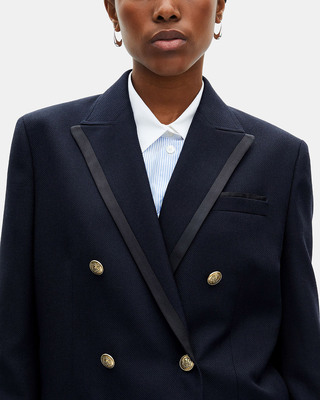 Navy blue wool-blend suit jacket