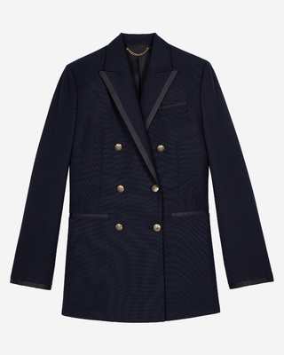 Navy blue wool-blend suit jacket